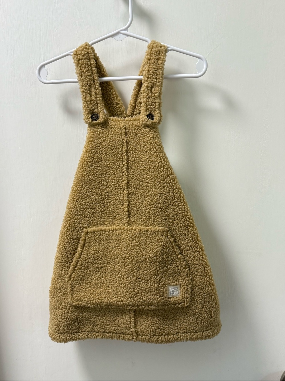 Teddy Fleece overall Dress in Camel